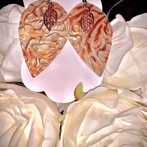 SOLD!! Copper leaf charms!Gold/blue hint undertone